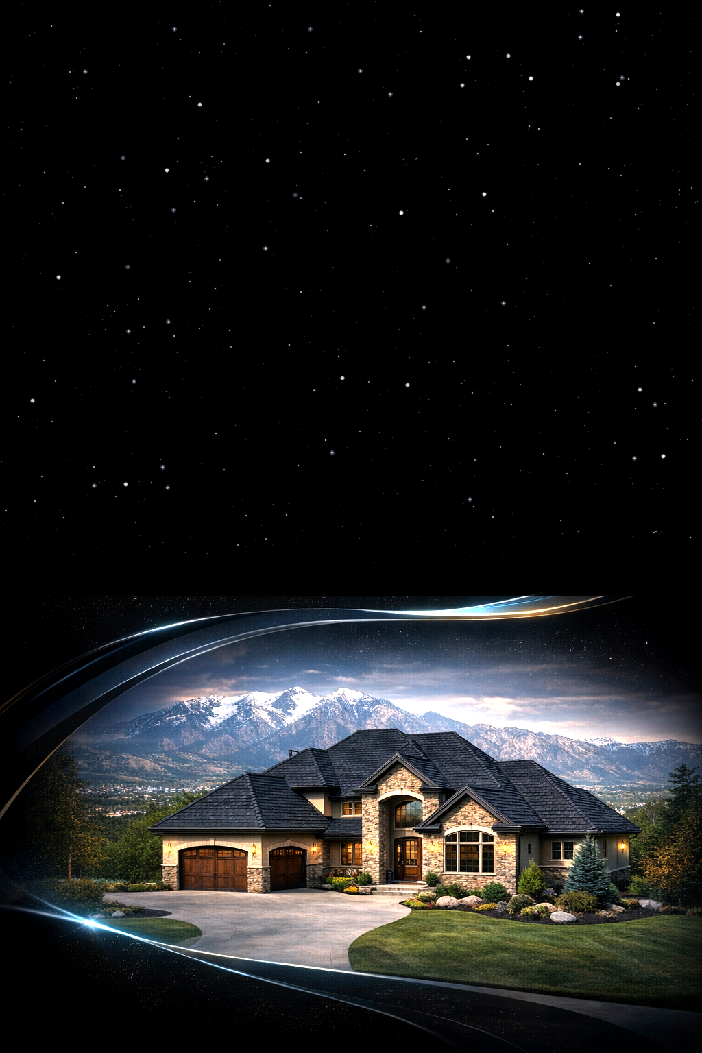 Luxury Utah home with mountain backdrop